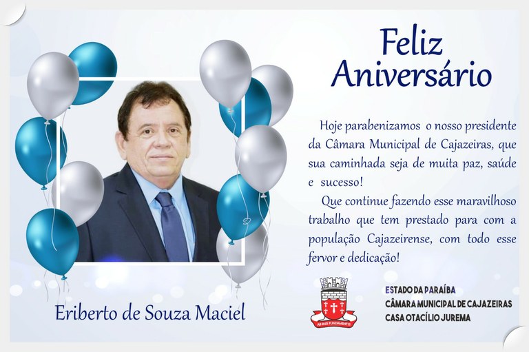 Feliz Anivers Rio Eriberto Maciel C Mara Municipal De Cajazeiras