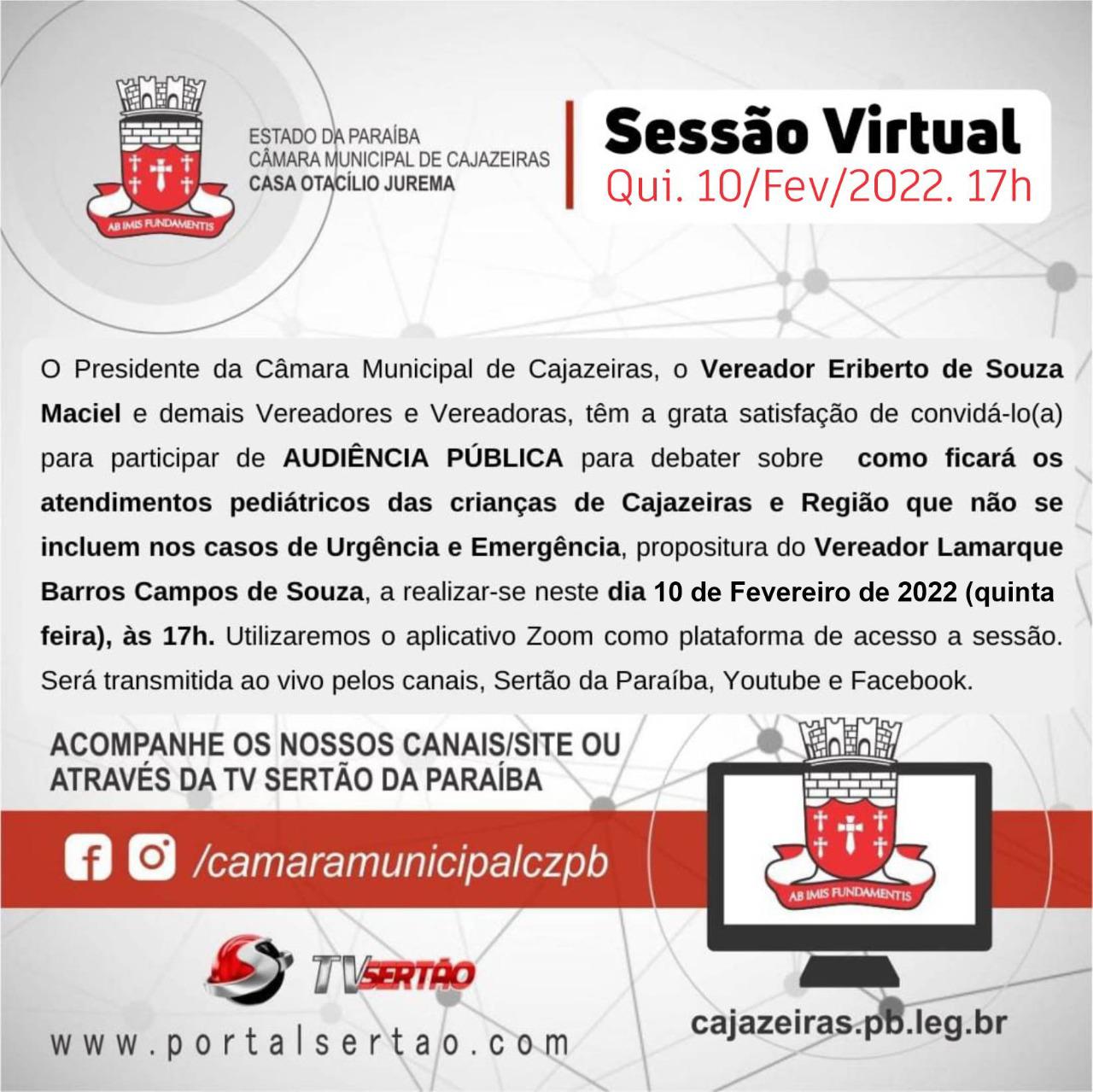 Convite - Sessão Virtual 10 de Fevereiro 2022