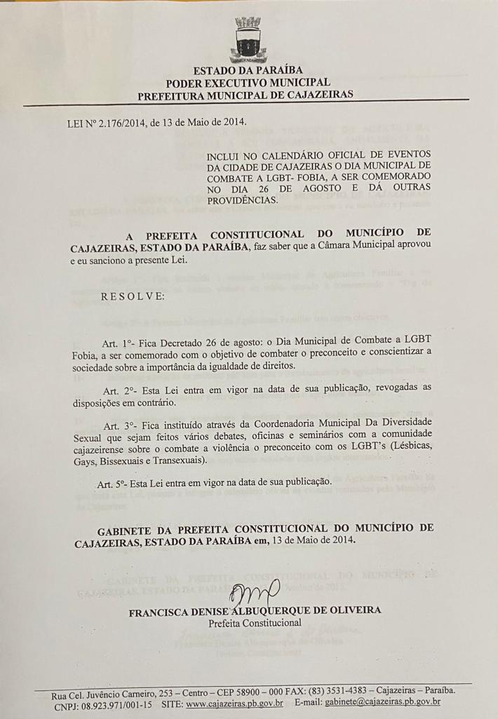 Hoje, 26 de agosto é comemorado o Dia Municipal de Combate a LGBT-Fobia.