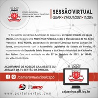 Nesta quarta feira, dia 27 de Outubro, será realizada Audiência Pública sobre a Transposição do Rio São Francisco - EIXO NORTE.